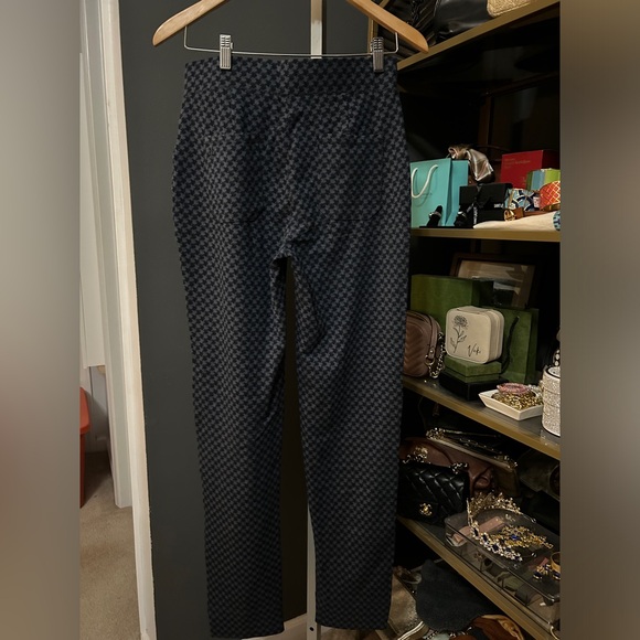 Betabrand Classic Dress Yoga Pants Straight Leg Howlstooth Navy Blue Medium Long - Picture 6 of 8